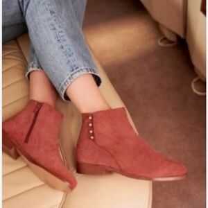Sezane Rust Suede Ankle Booties